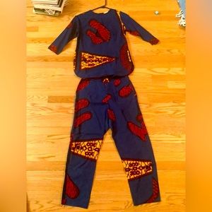 African Blue Two-Piece Suit